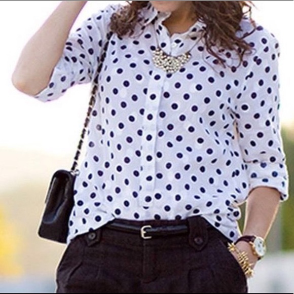 J. Crew Tops - J Crew Jacquard polka dot top